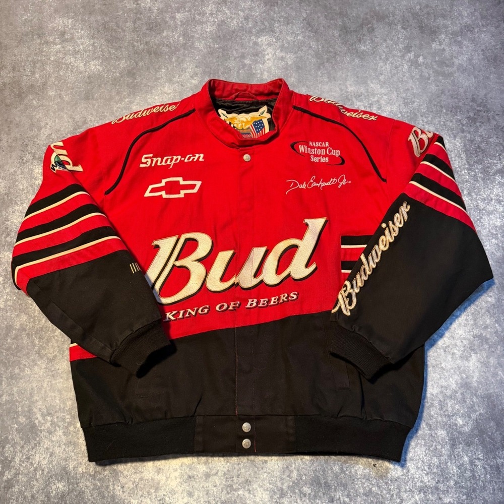 Vintage Jeff Hamilton NASCAR Dale Earnhardt Jr Budweiser Racing Jacket‎ Large